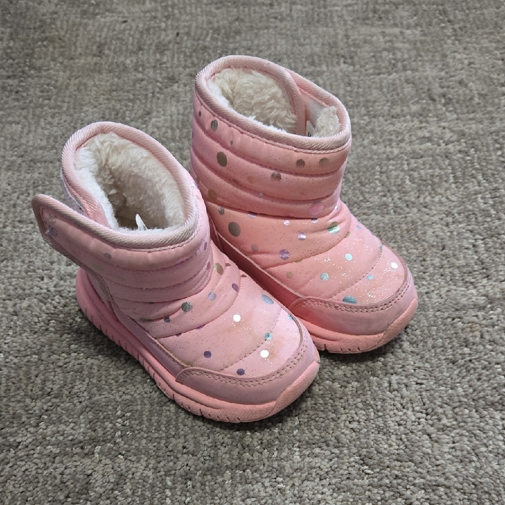 Pink Kids Boots with Polka Dots